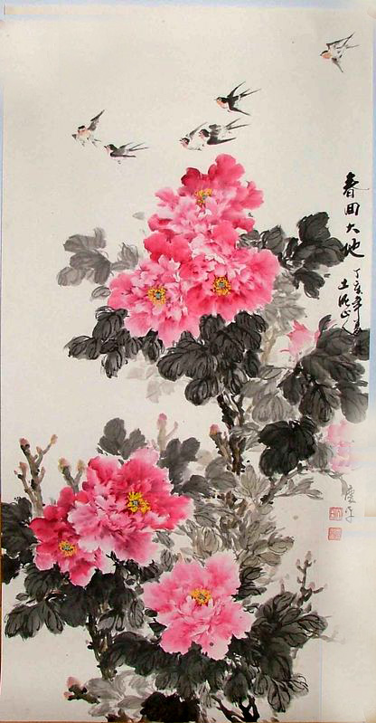 国画==牡丹百图【19】(写意牡丹竖幅 5)