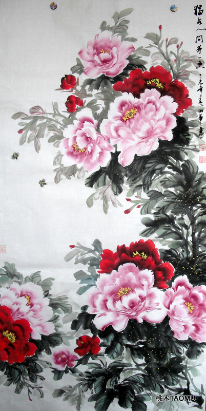 国画==牡丹百图【20】(写意牡丹竖幅 6)02