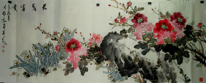 【11】(写意牡丹横幅 11)