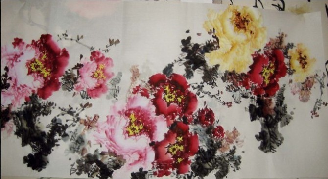 【11】(写意牡丹横幅 11)