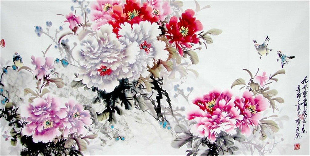 【14】 (写意牡丹横幅 14)