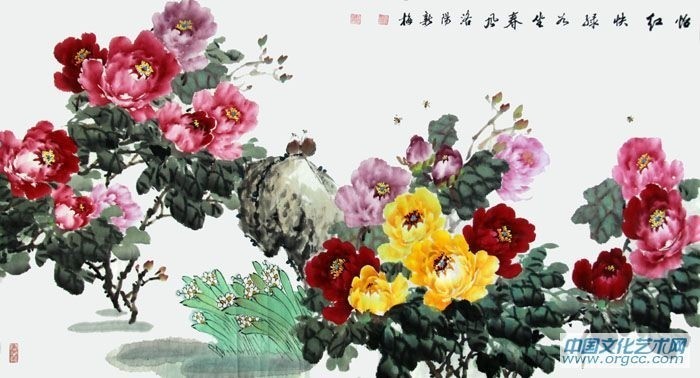 国画==牡丹百图【9】(写意牡丹横幅 9)